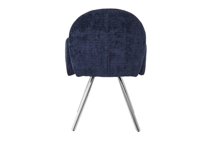 Fauteuils de table en bleu pieds argentés x2 | Zylo