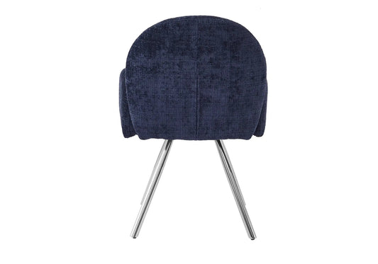 Fauteuils de table en bleu pieds argentés x2 | Zylo