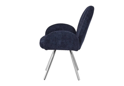 Fauteuils de table en bleu pieds argentés x2 | Zylo