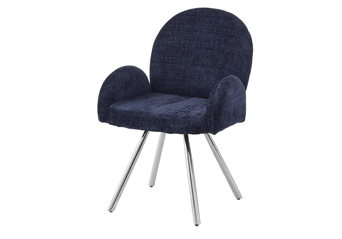 Fauteuils de table en bleu pieds argentés x2 | Zylo