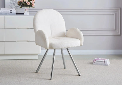 2 fauteuils de table velours écru pieds argentés | Zylo