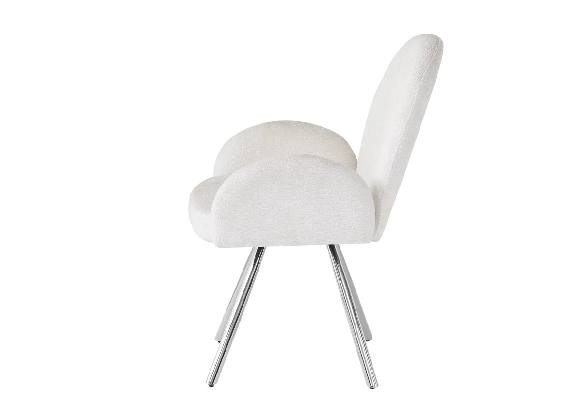 2 fauteuils de table velours écru pieds argentés | Zylo