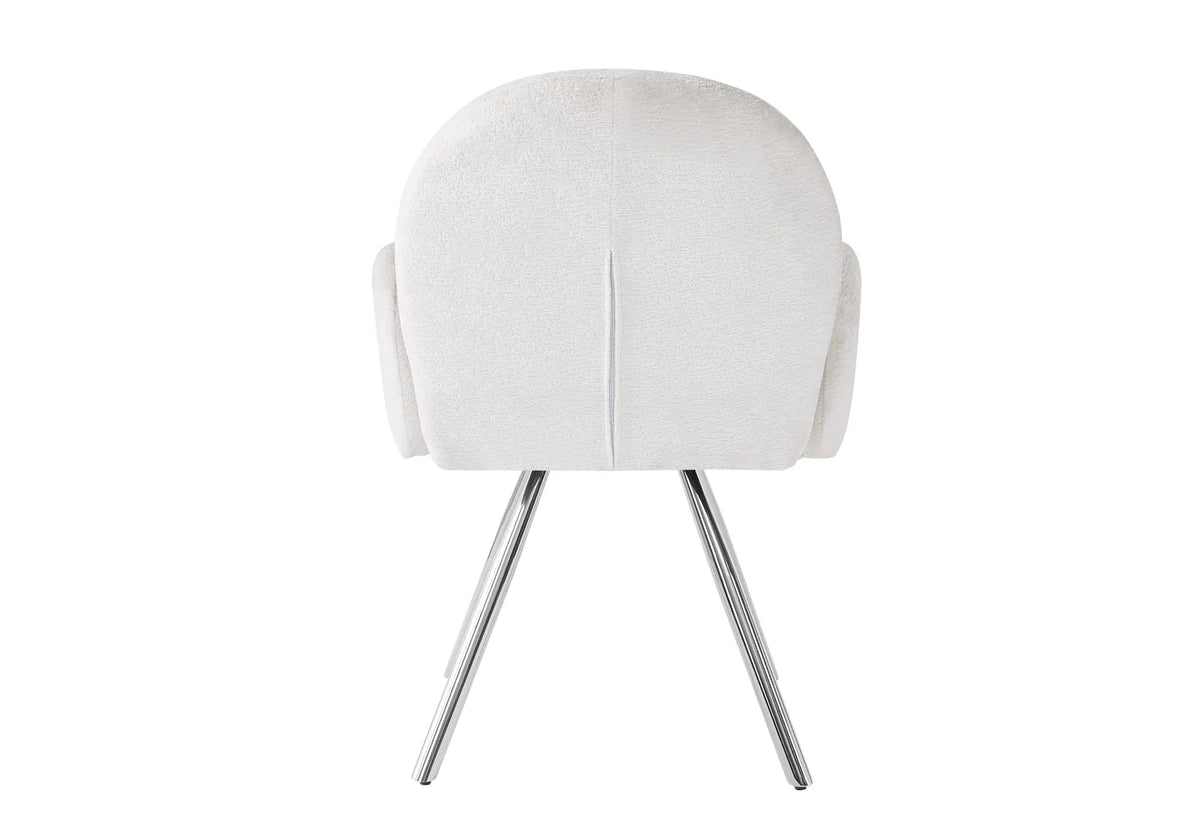 2 fauteuils de table velours écru pieds argentés | Zylo