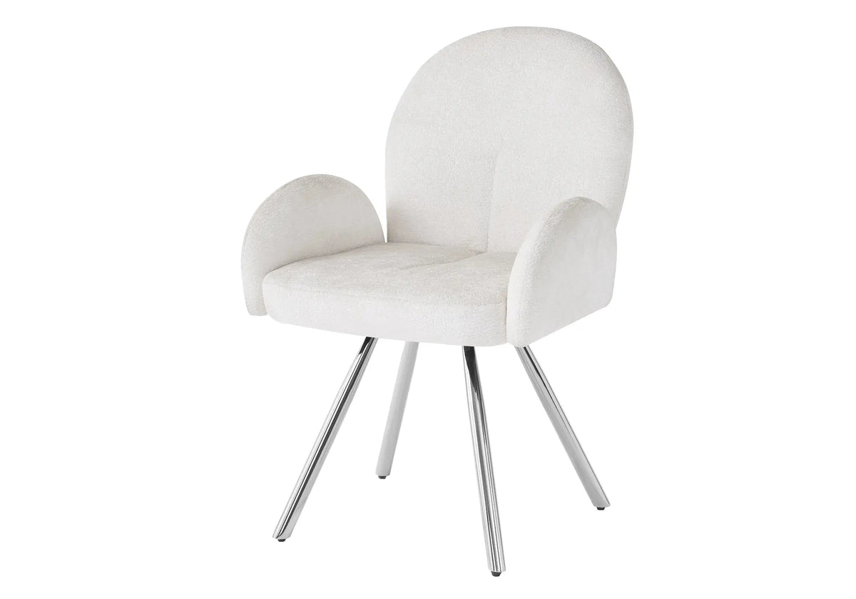 2 fauteuils de table velours écru pieds argentés | Zylo