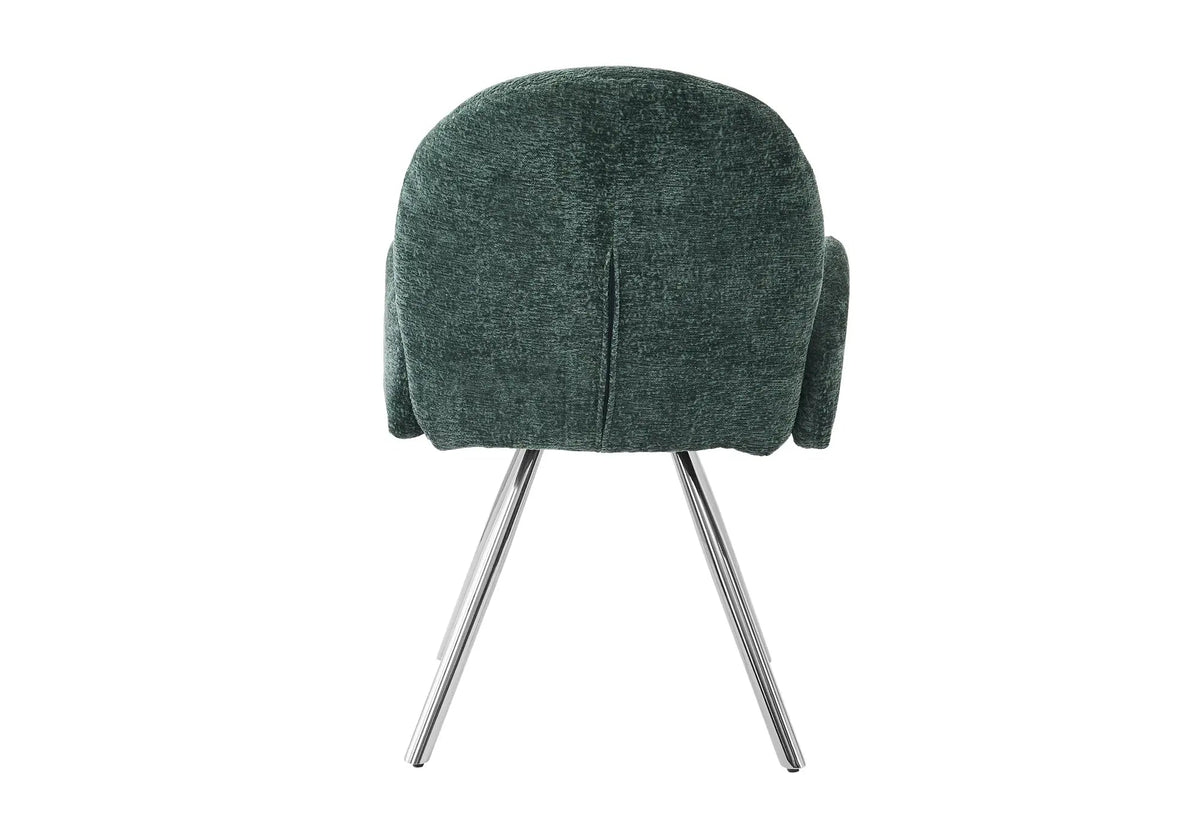 2 fauteuils de table vert pieds argentés | Zylo