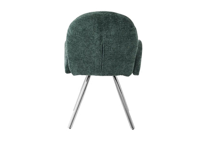 2 fauteuils de table vert pieds argentés | Zylo