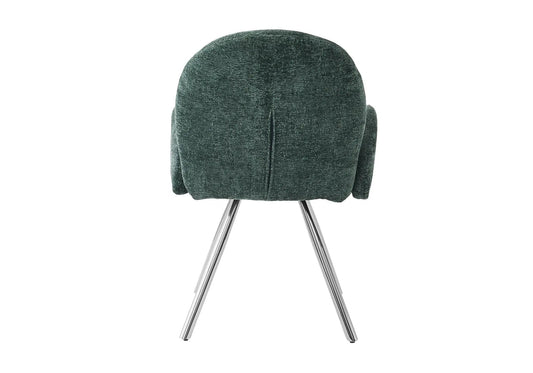 2 fauteuils de table vert pieds argentés | Zylo