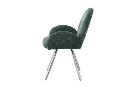 2 fauteuils de table vert pieds argentés | Zylo
