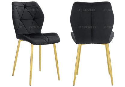 4 chaises coquillage en noir et pieds dorés | Zyra