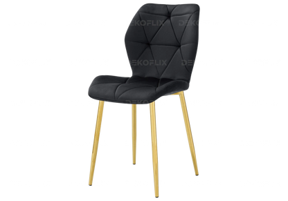 4 chaises coquillage en noir et pieds dorés | Zyra
