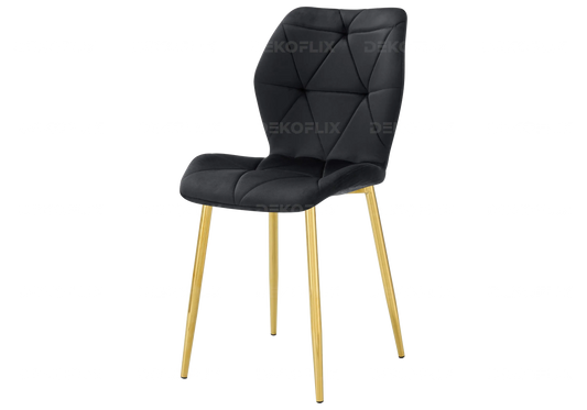 4 chaises coquillage en noir et pieds dorés | Zyra
