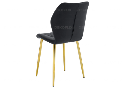 4 chaises coquillage en noir et pieds dorés | Zyra