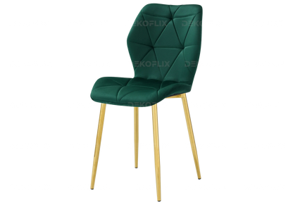 4 chaises coquillage en vert et pieds dorés | Zyra