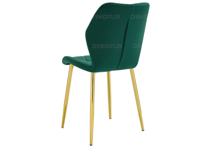 4 chaises coquillage en vert et pieds dorés | Zyra