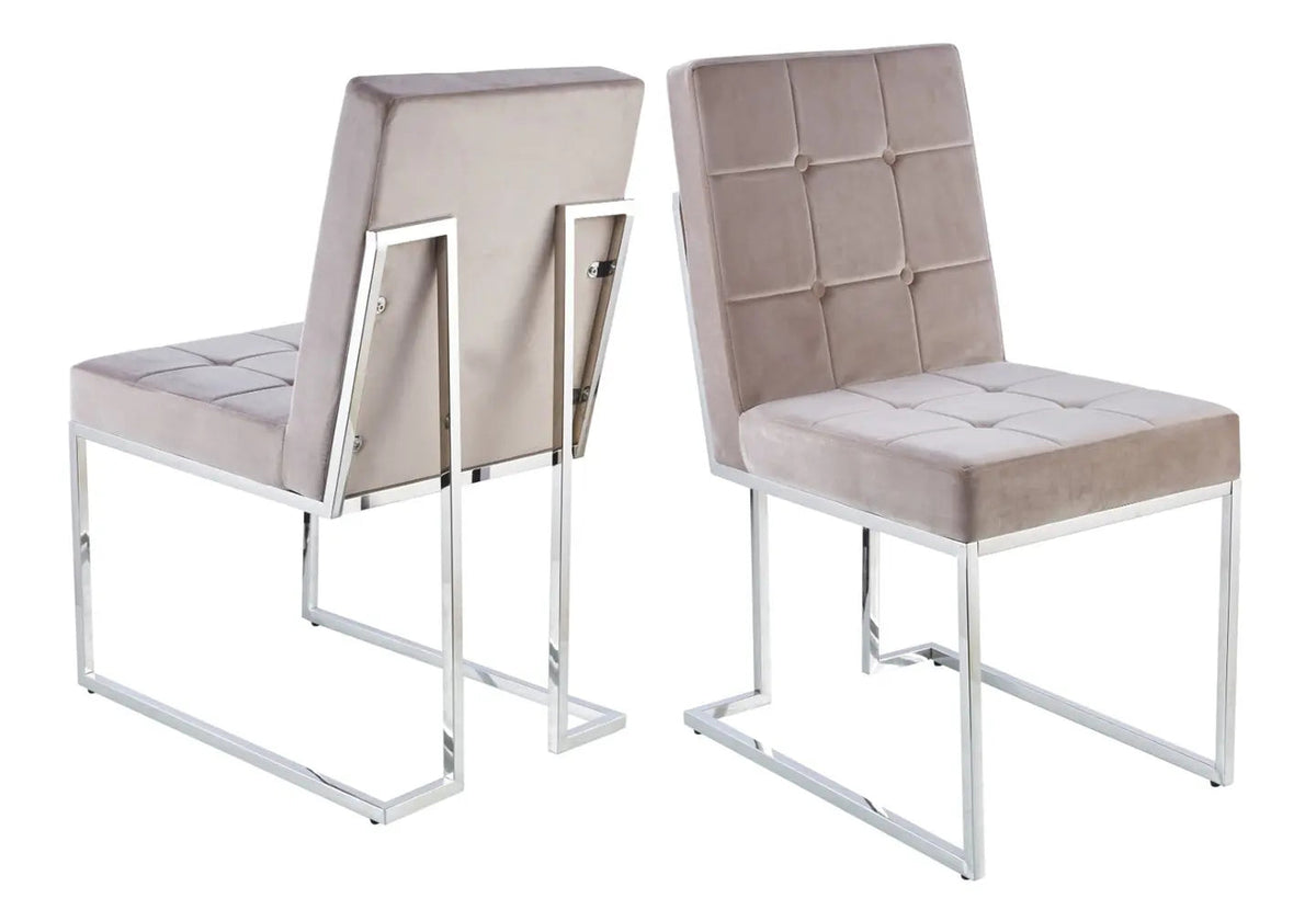Lot de 2 chaises traîneau en moka argentées | Solix
