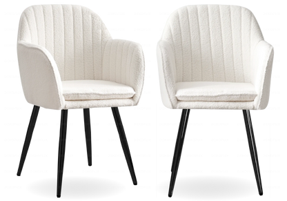 Lot de 2 chaises bouclette blanche et acier noir | Nexo