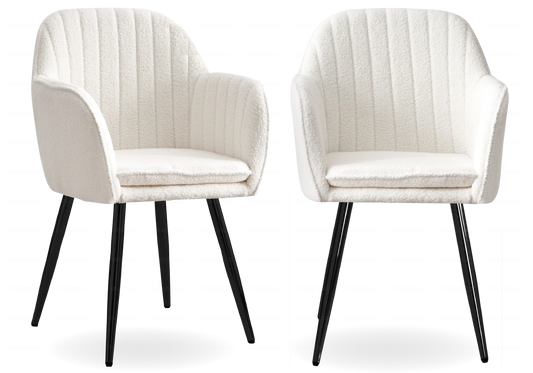 Lot de 2 chaises bouclette blanche et acier noir | Nexo