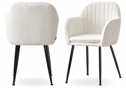 Lot de 2 chaises bouclette blanche et acier noir | Nexo