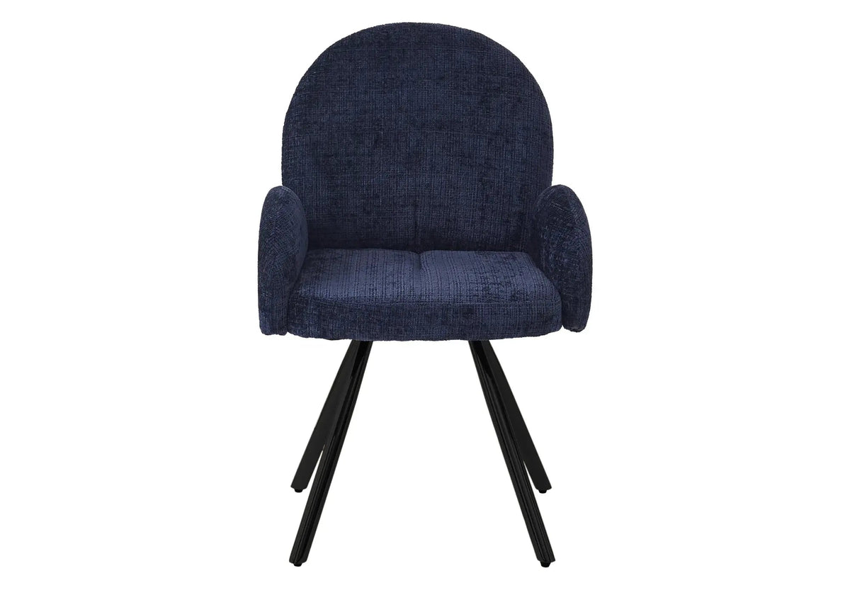 Lot de 2 fauteuils de table bleu pieds noirs | Zylo