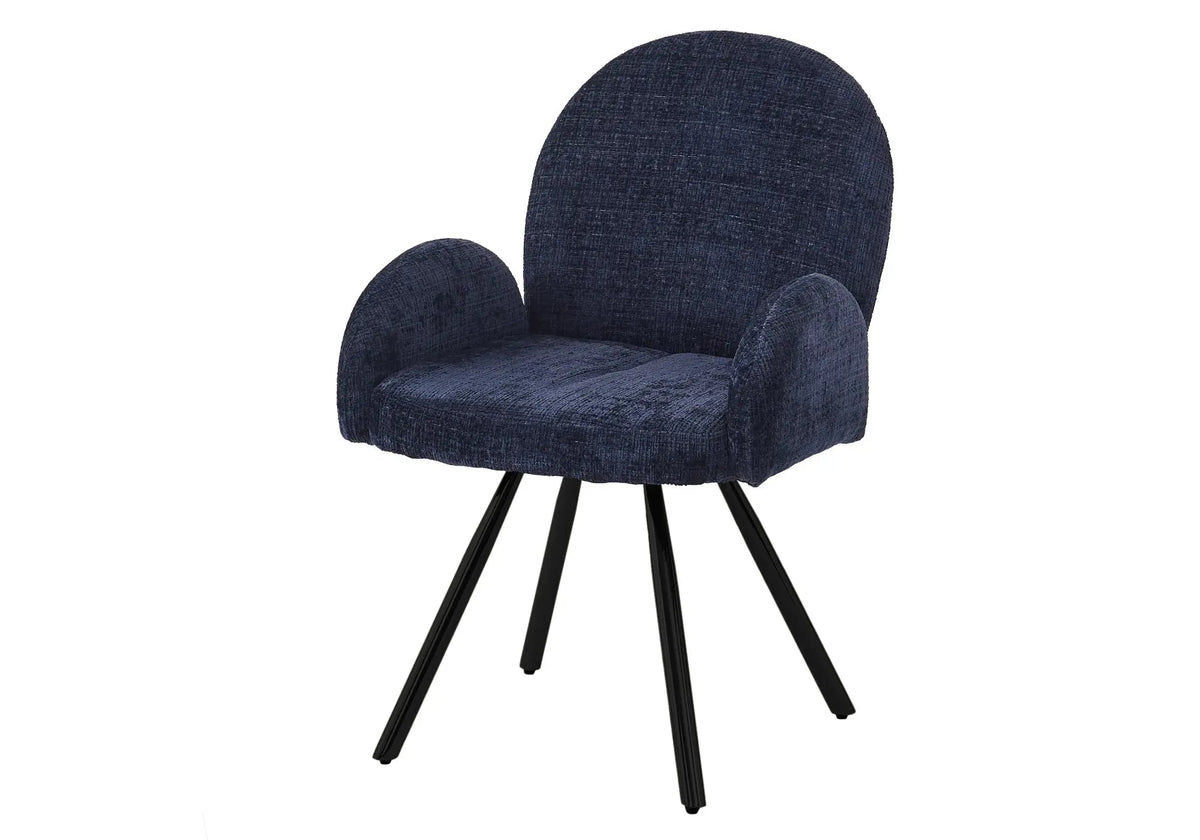 Lot de 2 fauteuils de table bleu pieds noirs | Zylo
