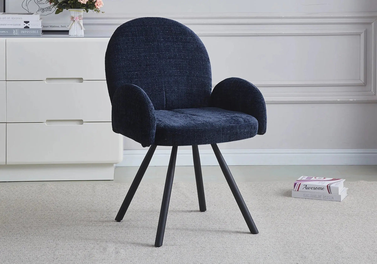 Lot de 2 fauteuils de table bleu pieds noirs | Zylo