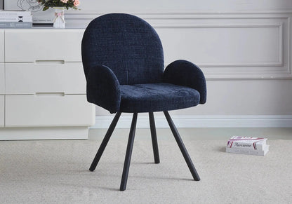 Lot de 2 fauteuils de table bleu pieds noirs | Zylo