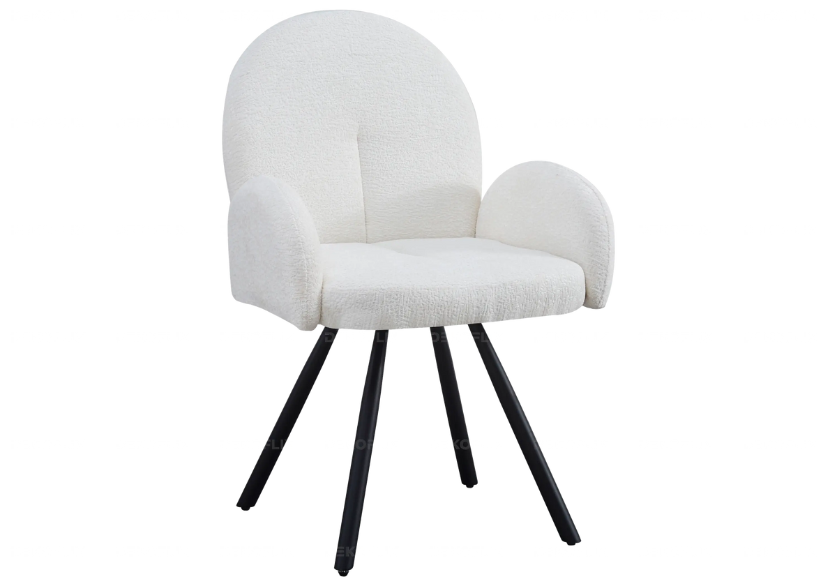 Lot de 2 fauteuils de table velours écru pieds noirs | Zylo