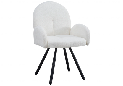 Lot de 2 fauteuils de table velours écru pieds noirs | Zylo