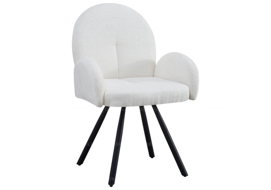 Lot de 2 fauteuils de table velours écru pieds noirs | Zylo