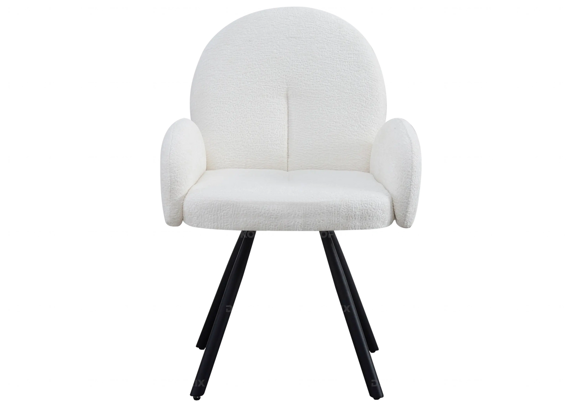 Lot de 2 fauteuils de table velours écru pieds noirs | Zylo
