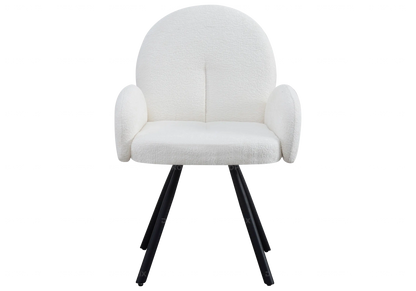Lot de 2 fauteuils de table velours écru pieds noirs | Zylo