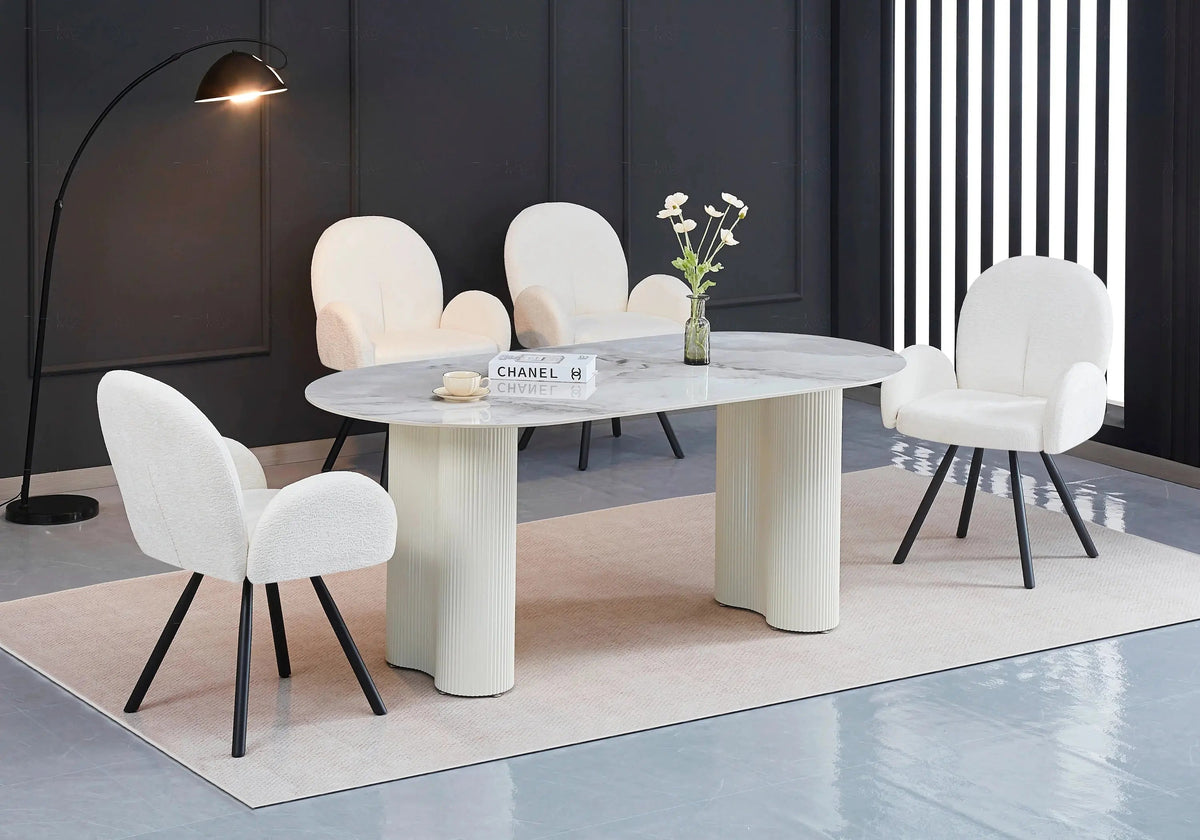 Lot de 2 fauteuils de table velours écru pieds noirs | Zylo