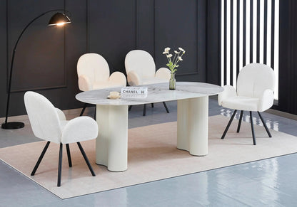 Lot de 2 fauteuils de table velours écru pieds noirs | Zylo