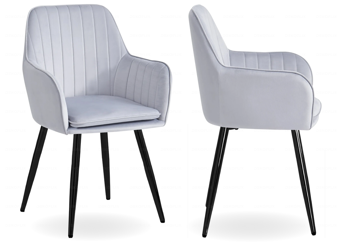 Lot de 2 chaises fauteuils gris pieds noirs | Nexo
