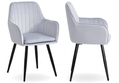 Lot de 2 chaises fauteuils gris pieds noirs | Nexo