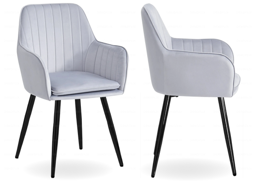Lot de 2 chaises fauteuils gris pieds noirs | Nexo