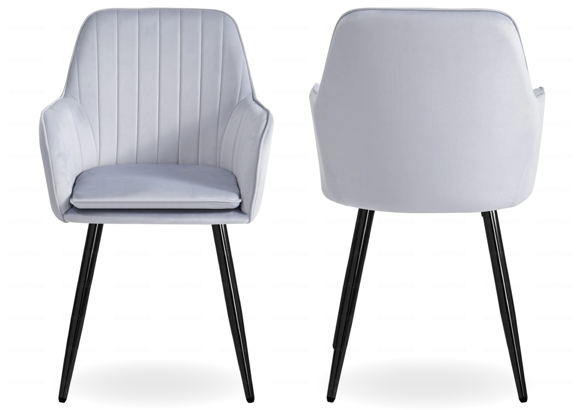 Lot de 2 chaises fauteuils gris pieds noirs | Nexo