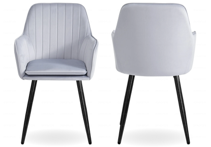 Lot de 2 chaises fauteuils gris pieds noirs | Nexo