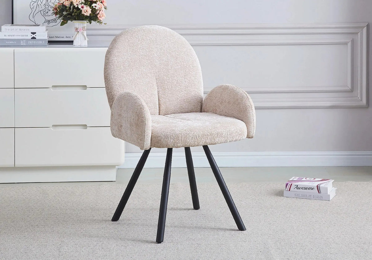 Lot de 2 fauteuils de table moka pieds noirs | Zylo