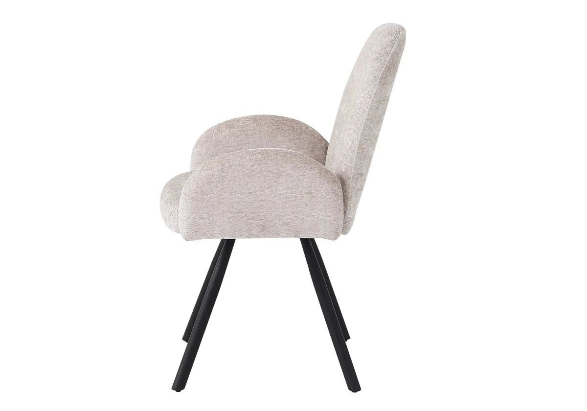 Lot de 2 fauteuils de table moka pieds noirs | Zylo