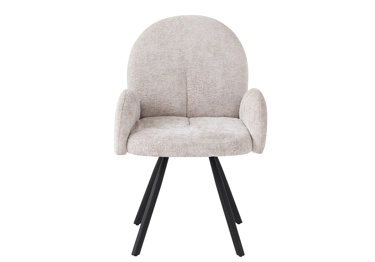Lot de 2 fauteuils de table moka pieds noirs | Zylo