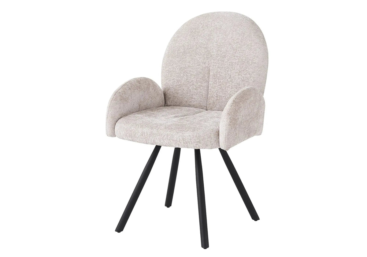 Lot de 2 fauteuils de table moka pieds noirs | Zylo