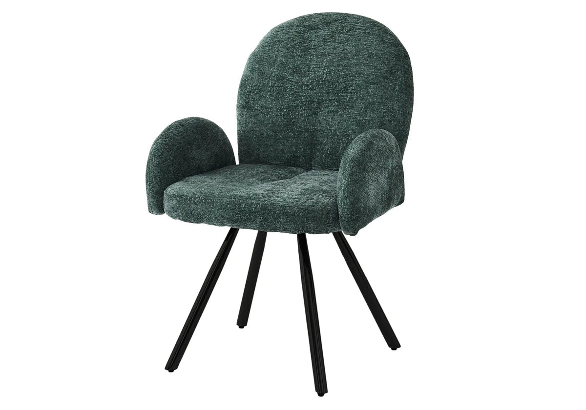 Fauteuils de table vert pieds noirs (x2) | Zylo