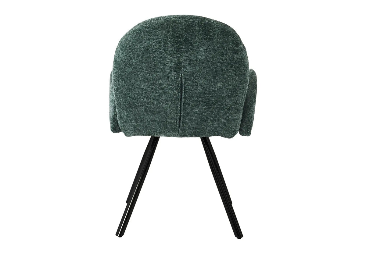 Fauteuils de table vert pieds noirs (x2) | Zylo