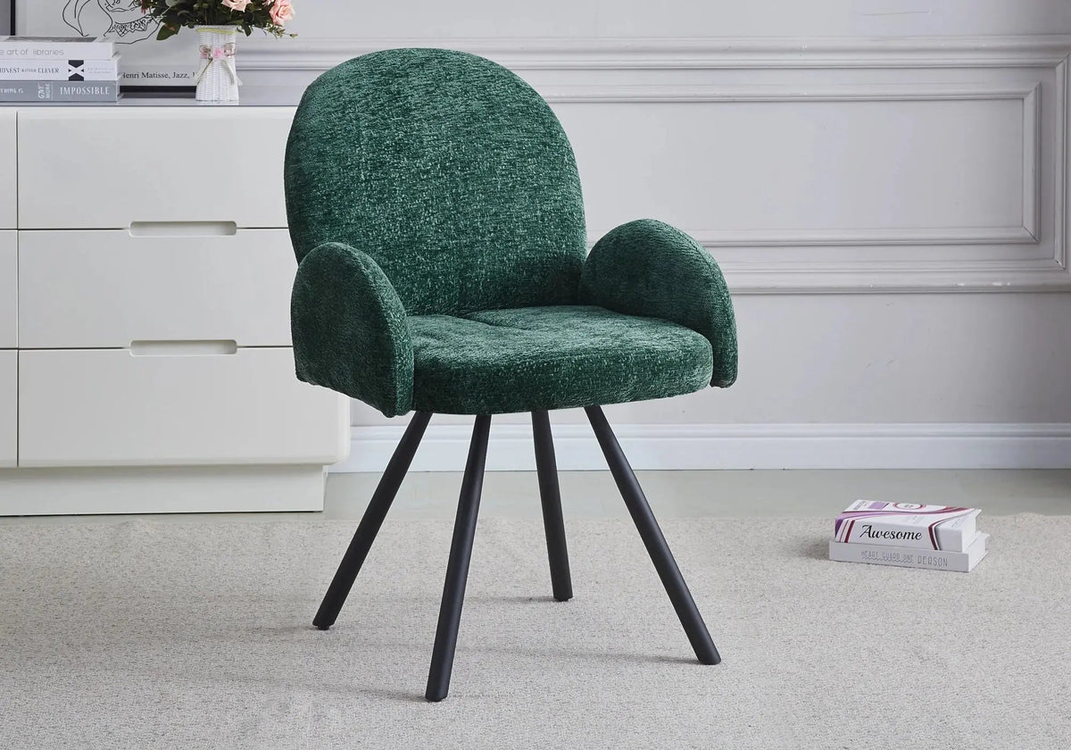 Fauteuils de table vert pieds noirs (x2) | Zylo