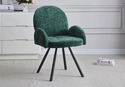 Fauteuils de table vert pieds noirs (x2) | Zylo