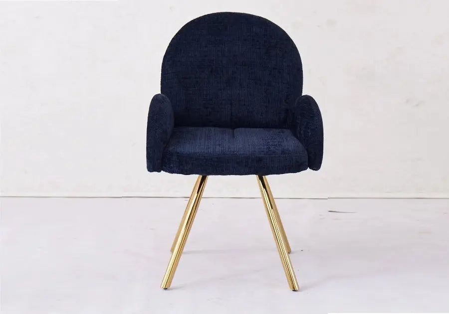 Lot de 2 fauteuils de table bleu pieds dorés | Zylo