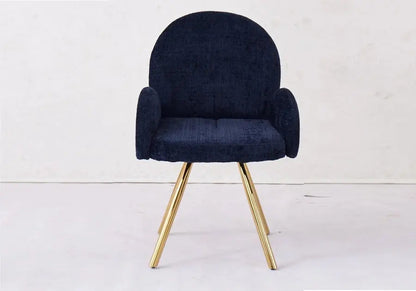 Lot de 2 fauteuils de table bleu pieds dorés | Zylo