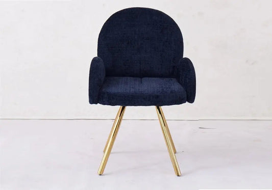 Lot de 2 fauteuils de table bleu pieds dorés | Zylo