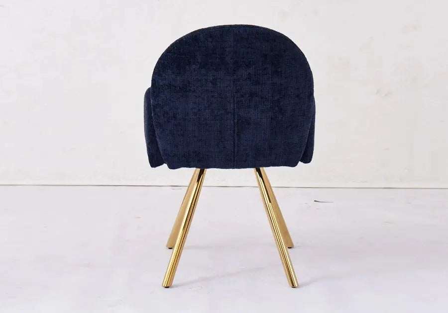 Lot de 2 fauteuils de table bleu pieds dorés | Zylo